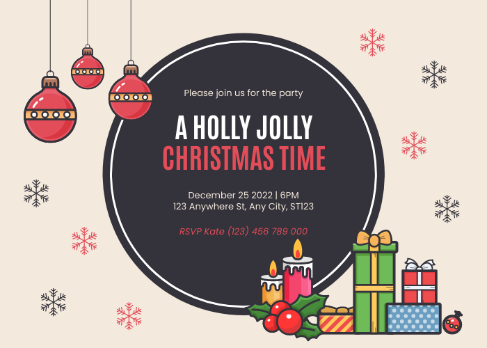 A Holly Jolly Christmas Time Invitation