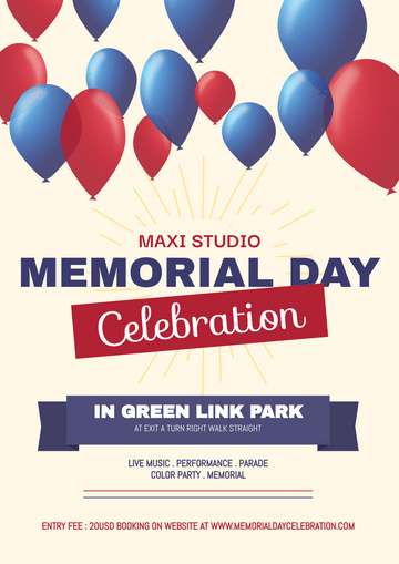 Editable posters template:Memorial Day Celebration Poster
