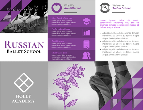 Brochure template: Russian Ballet School Brochure (Created by Visual Paradigm Online's Brochure maker)