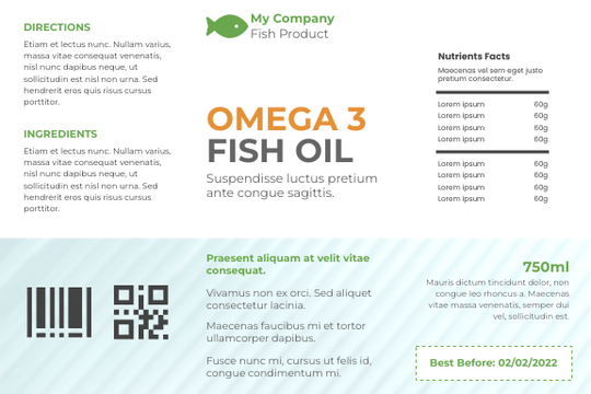 Label template: Omega 3 fish oil Label (Created by Visual Paradigm Online's Label maker)