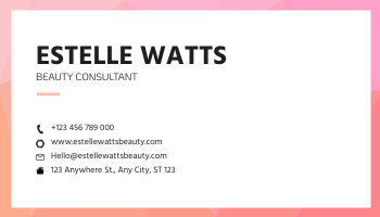 Business Card template: Pink Geometric Beauty Consultant Business Card (Created by InfoART's Business Card maker)