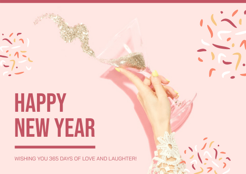 Pink New Year Celebration Postcard