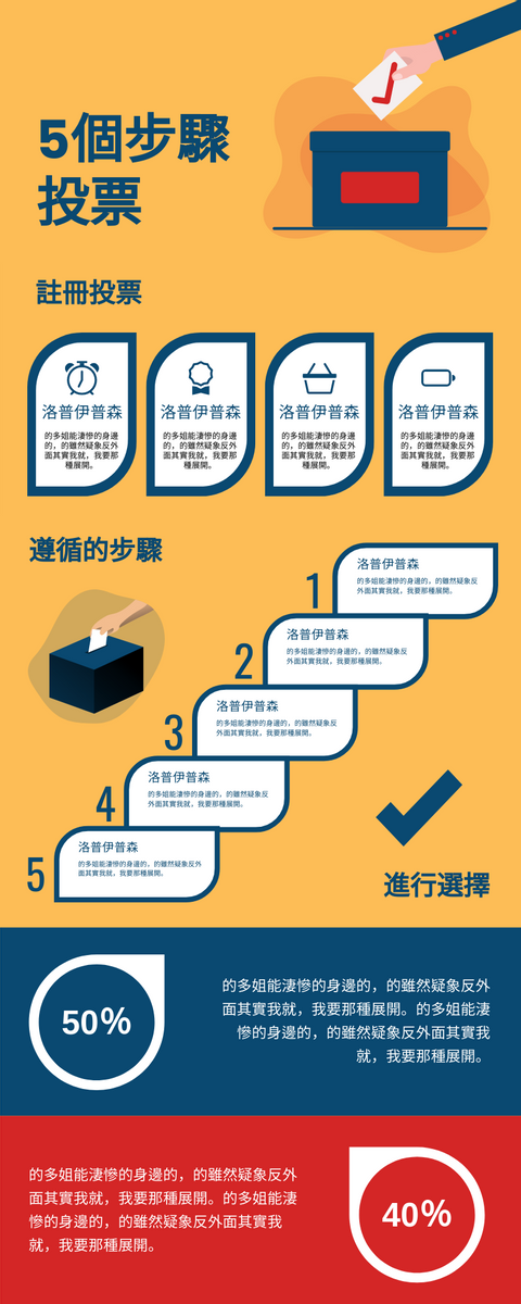 信息圖表 模板。 5個步驟投票信息圖 (由 Visual Paradigm Online 的信息圖表軟件製作)