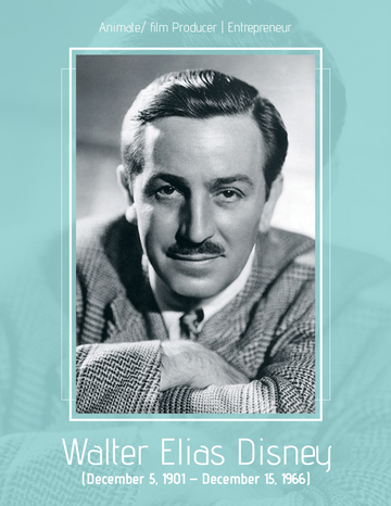 Biography template: Walter Disney Biography (Created by Visual Paradigm Online's Biography maker)