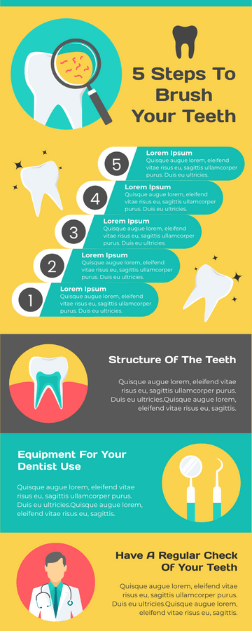Infographic template: 5 Steps To Brush Your Teeth Infographic (Created by Visual Paradigm Online's Infographic maker)