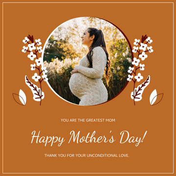Editable instagramposts template:Orange Floral Photo Mother's Day Instagram Post