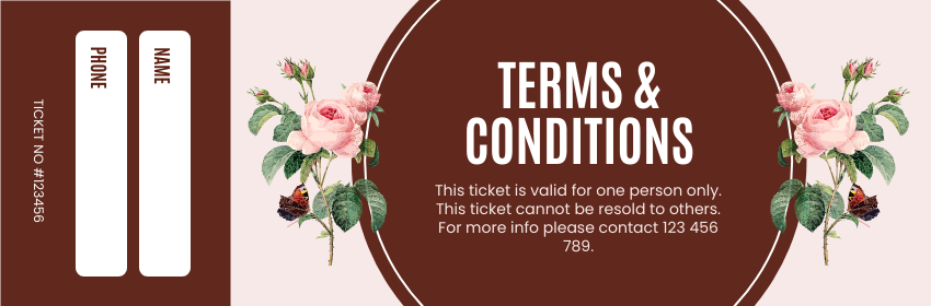 Ticket template: Floral Arts Festival Ticket (Created by Visual Paradigm Online's Ticket maker)