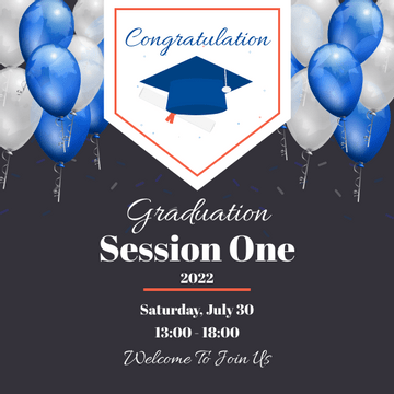 Blue And White Graduation Invitation