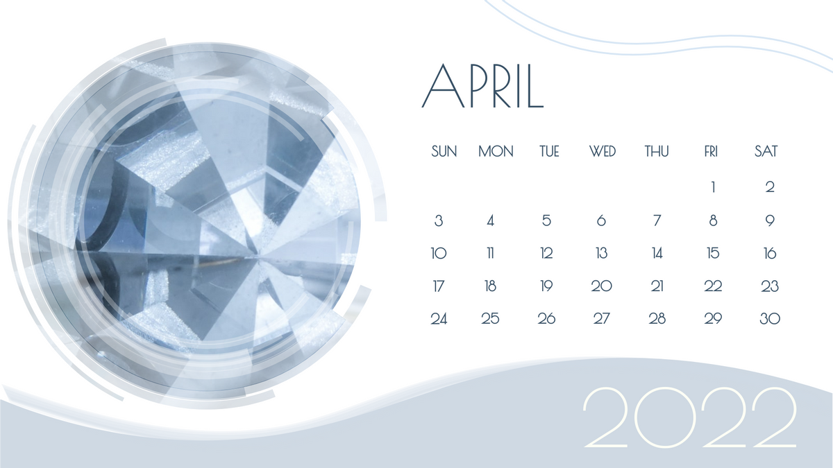 Calendar template: Crystal Theme Calendar (Created by Visual Paradigm Online's Calendar maker)