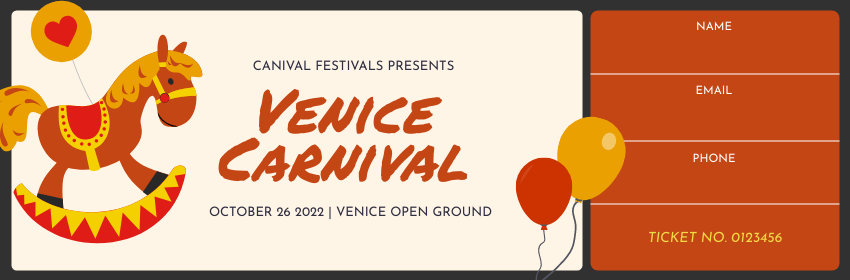 Ticket template: Carnival Festival Event Ticket (Created by Visual Paradigm Online's Ticket maker)