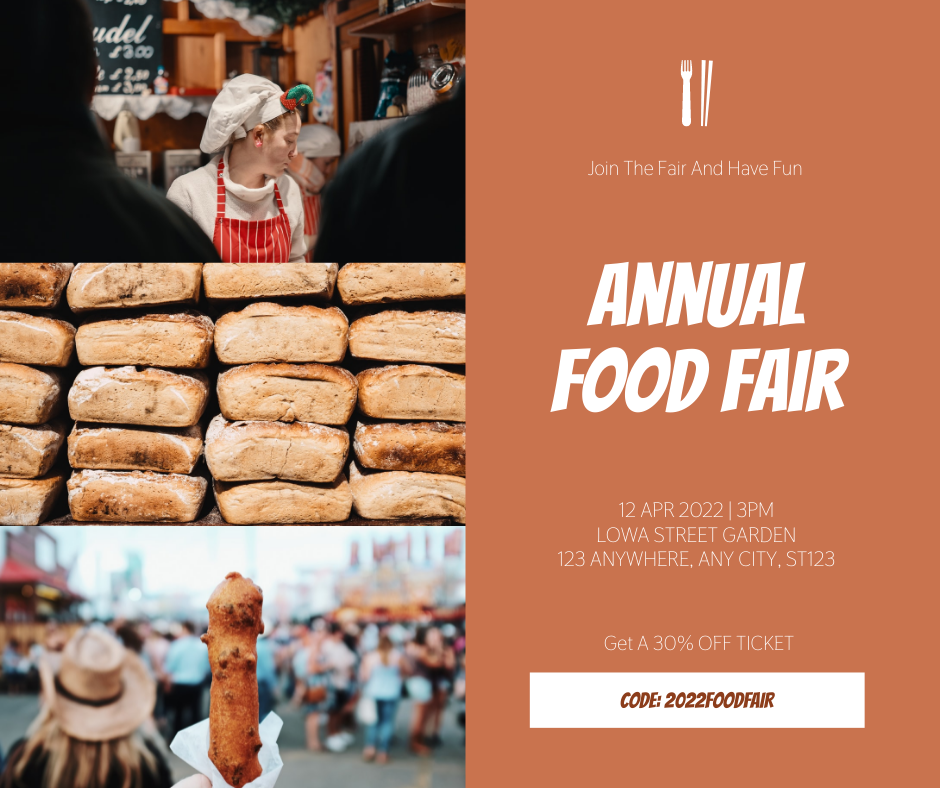 Facebook Post template: Food Photo Annual Food Fair Invitation Facebook Post (Created by Visual Paradigm Online's Facebook Post maker)