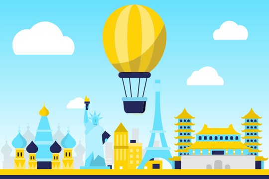 体育插图 模板。Travel By Hot Air Balloon (由 Visual Paradigm Online 的体育插图软件制作)