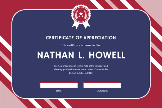 Red And Purple Stripes Frame Certificate