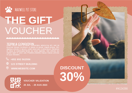 Gift Card template: Pet Store Voucher Gift Card (Created by InfoART's Gift Card maker)