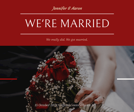 Facebook Post template: We Are Married Wedding Facebook Post (Created by Visual Paradigm Online's Facebook Post maker)