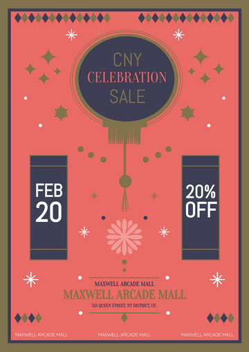 Editable flyers template:Chinese New Year Mall Sale Flyer
