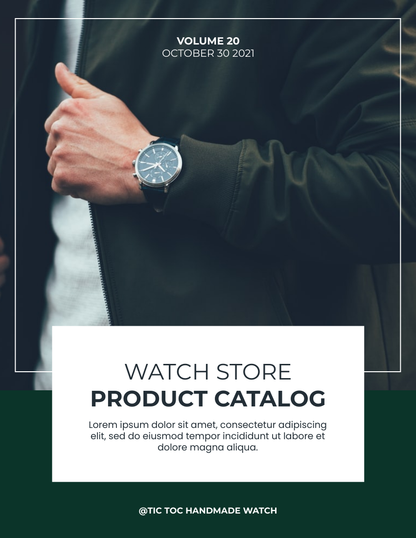 产品目录 模板。Watch Store Product Catalog (由 Visual Paradigm Online 的产品目录软件制作)