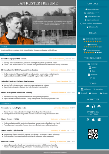 Resume template: Resume with Sidebar (Created by Visual Paradigm Online's Resume maker)