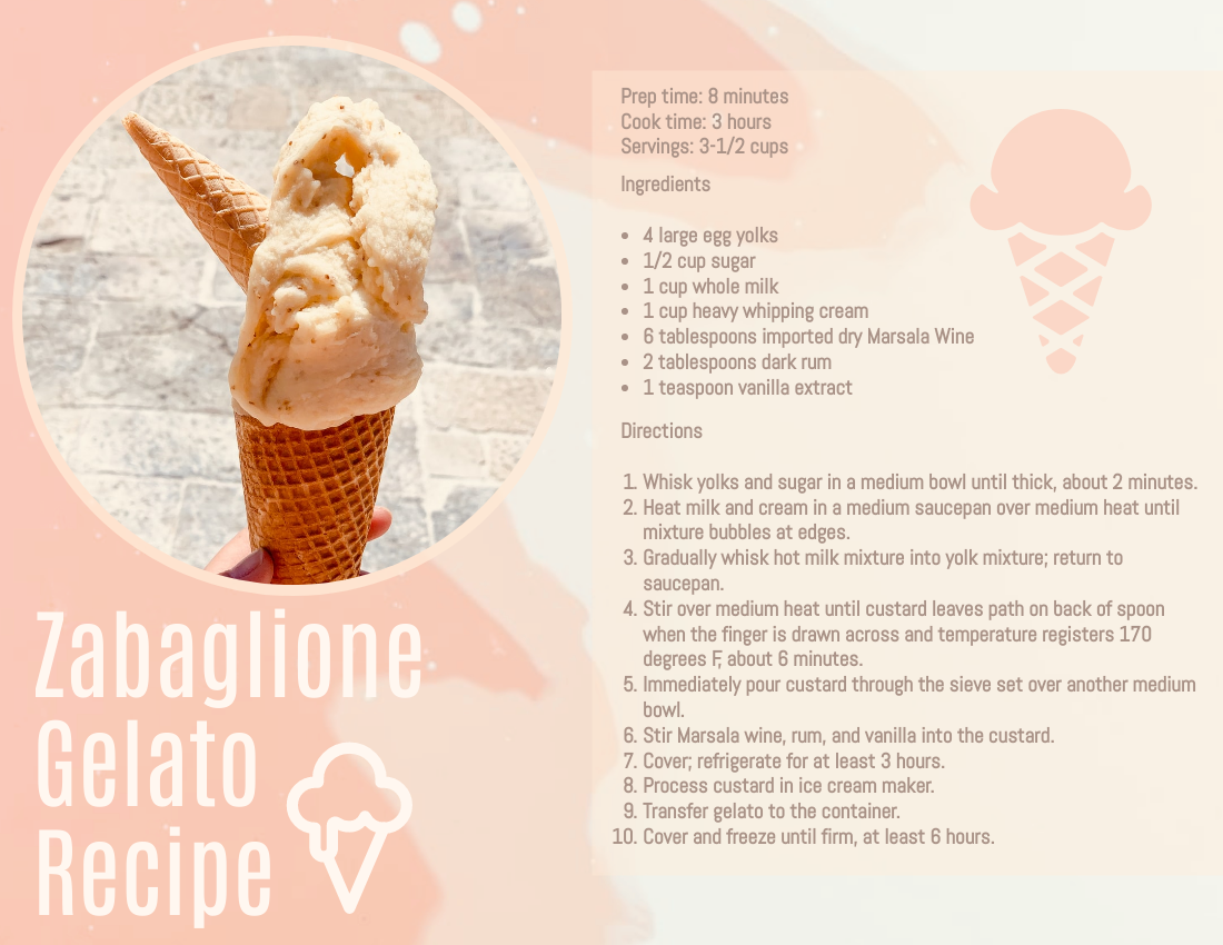 Recipe Card template: Zabaglione Gelato Recipe Card (Created by Flipbook's Recipe Card maker)