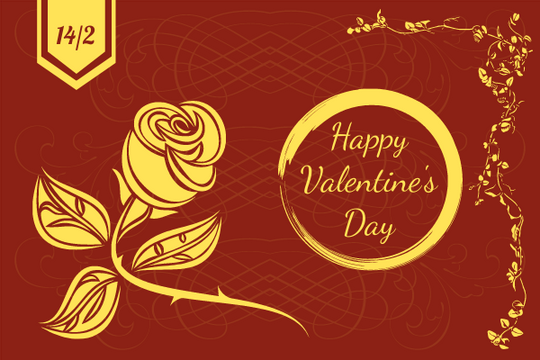 Greeting Card template: Golden Happy Valentine's Day Greeting Card (Created by Visual Paradigm Online's Greeting Card maker)