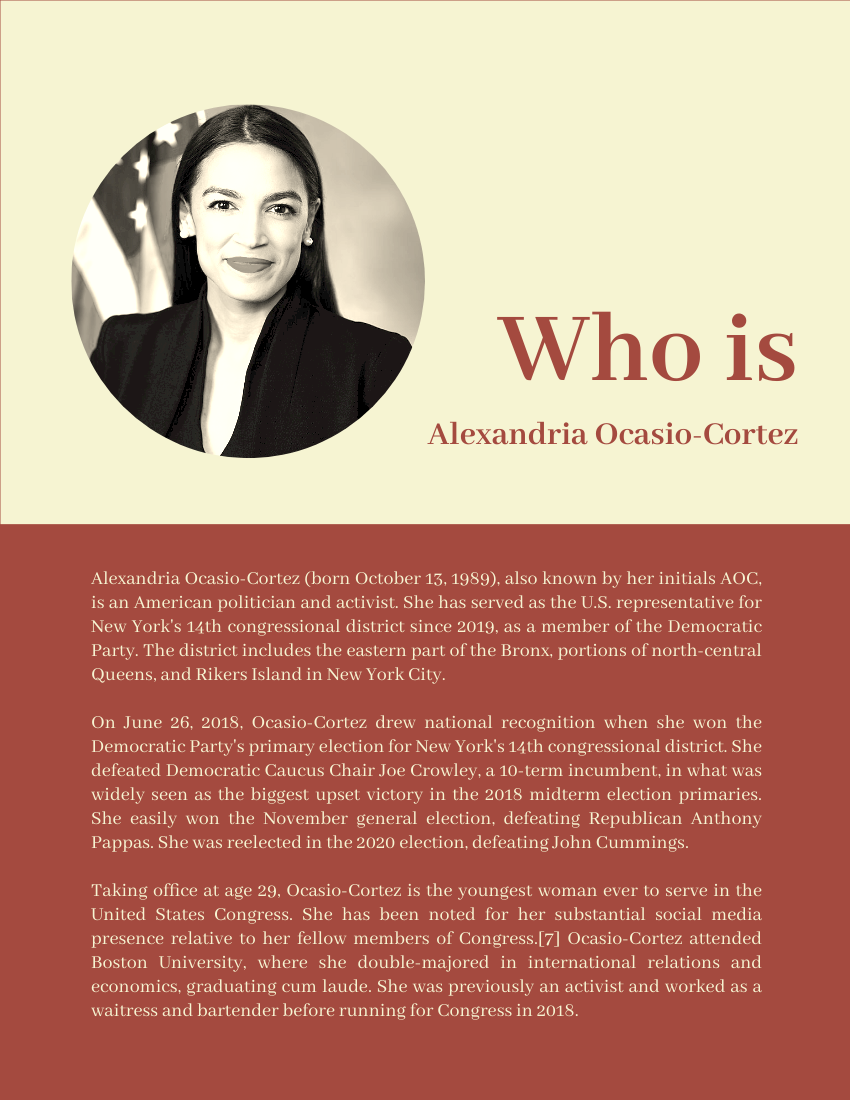 Quote 模板。Justice is about making sure that being polite is not the same thing as being quiet. ―Alexandria Ocasio-Cortez (由 Visual Paradigm Online 的Quote软件制作)