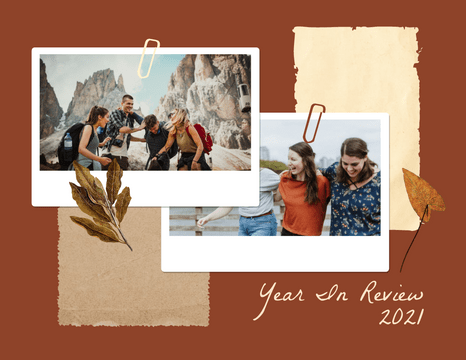 年度回顾照相簿 模板。2021 Friends Year in Review Photo Book (由 Visual Paradigm Online 的年度回顾照相簿软件制作)