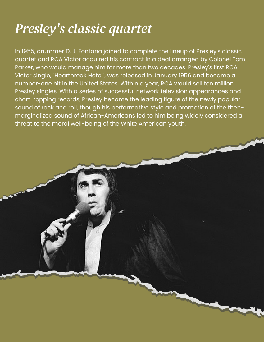 Biography template: Elvis Presley Biography (Created by Visual Paradigm Online's Biography maker)