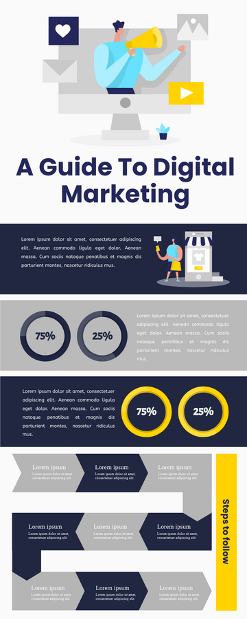 Editable infographics template:Digital Marketing Infographic
