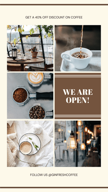 Editable instagramstories template:Cafe Photo Collage Coffee Shop Promotion Instagram Story