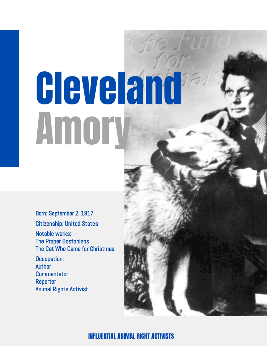 Biography template: Cleveland Amory Biography (Created by Visual Paradigm Online's Biography maker)