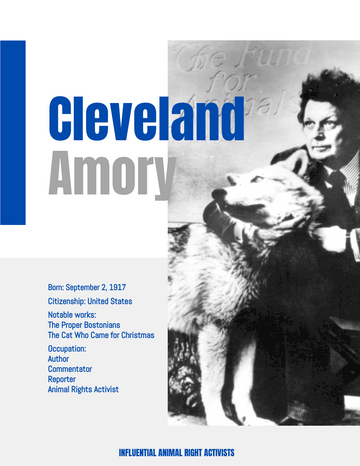 Biography 模板。 Cleveland Amory Biography (由 Visual Paradigm Online 的Biography軟件製作)