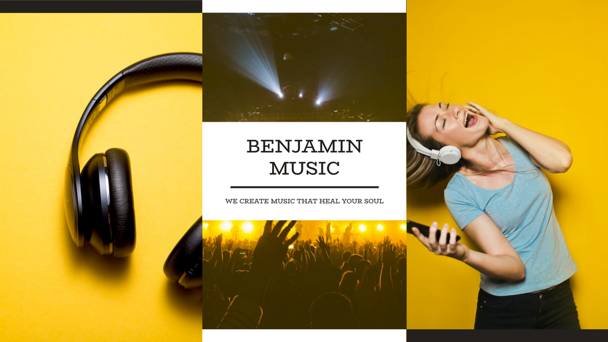 YouTube Channel Art template: Yellow And White Music Photo Music Channel Art (Created by Visual Paradigm Online's YouTube Channel Art maker)