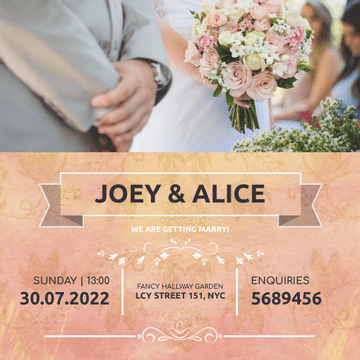 Editable invitations template:Orange Watercolor Wedding Invitation