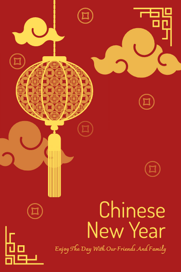 Editable greetingcards template:Lantern Design Chinese New Year Greeting Card