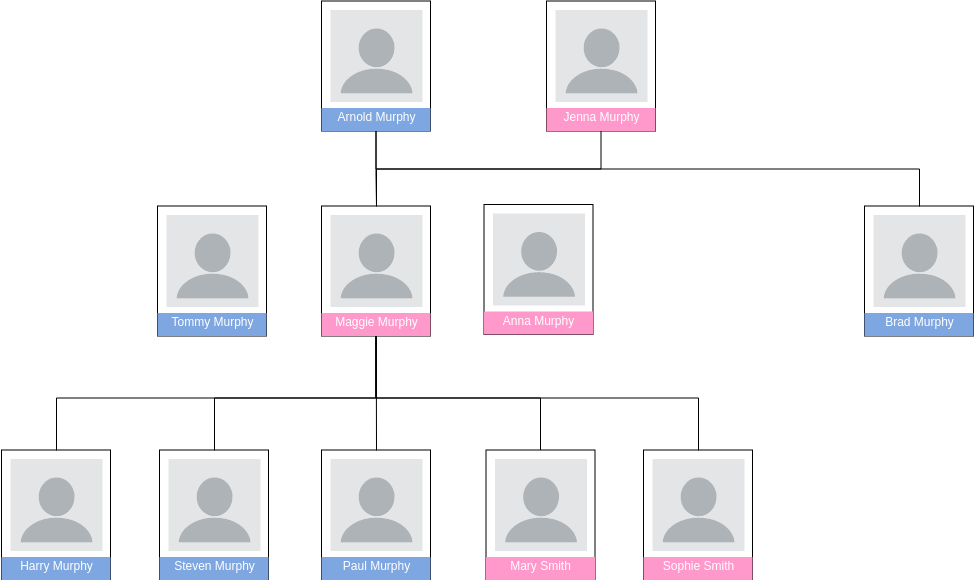 Family Tree template: The Murphys' Family Tree (Created by Visual Paradigm Online's Family Tree maker)