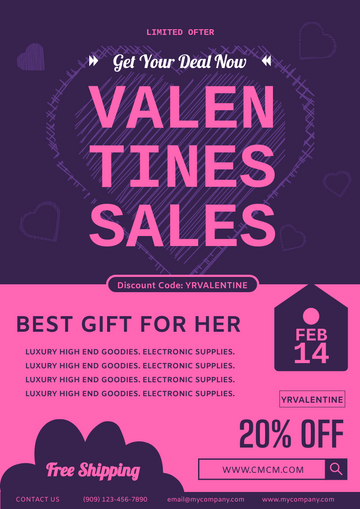 Editable flyers template:Valentine's Day Discount Flyer