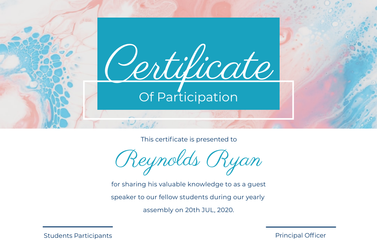 Certificate template: Water Colour Certificate (Created by Visual Paradigm Online's Certificate maker)