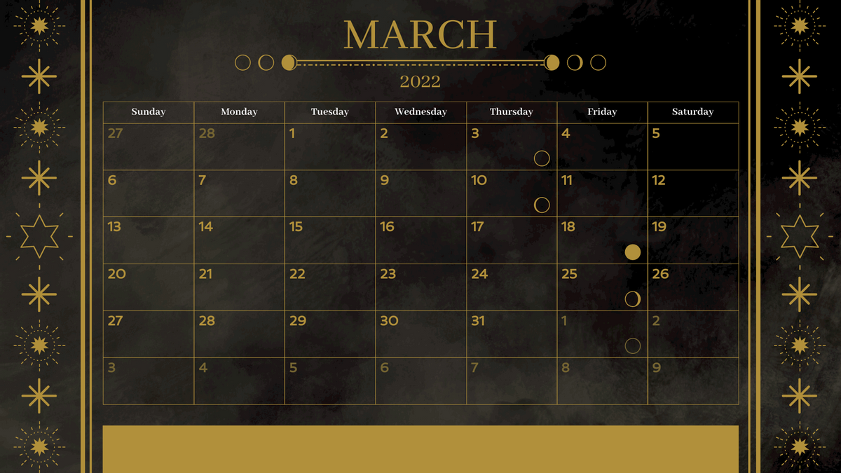 Calendar 模板。 Moon Phases Calendar (由 Visual Paradigm Online 的Calendar軟件製作)