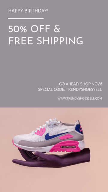 Instagram Story template: Pink And Grey Shoes Photo Shopping Instagram Story (Created by Visual Paradigm Online's Instagram Story maker)