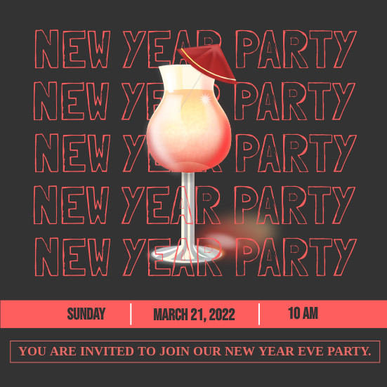 Invitation template: New Year Eve Drinks Party Invitation (Created by Visual Paradigm Online's Invitation maker)