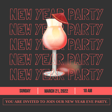 Editable invitations template:New Year Eve Drinks Party Invitation