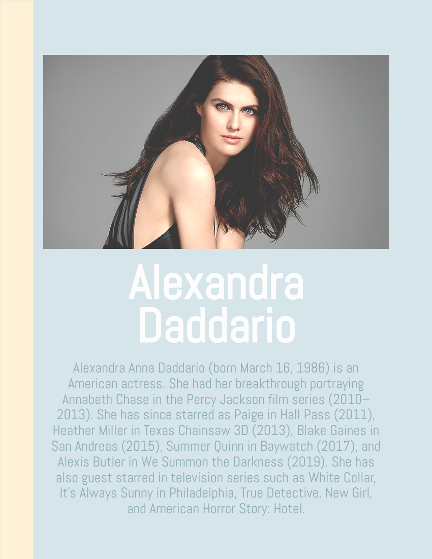 Alexandra Daddario Biography