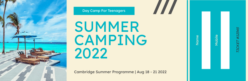Ticket template: Summer Day Camp Ticket (Created by Visual Paradigm Online's Ticket maker)