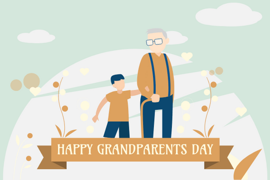 Editable greetingcards template:Ribbon Grandparents Day Greeting Card