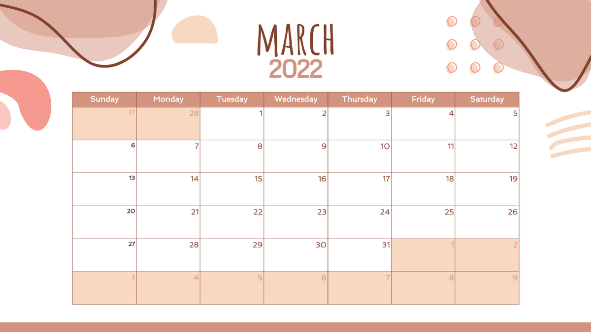 Calendar 模板。Boho Stylish Calendar (由 Visual Paradigm Online 的Calendar软件制作)