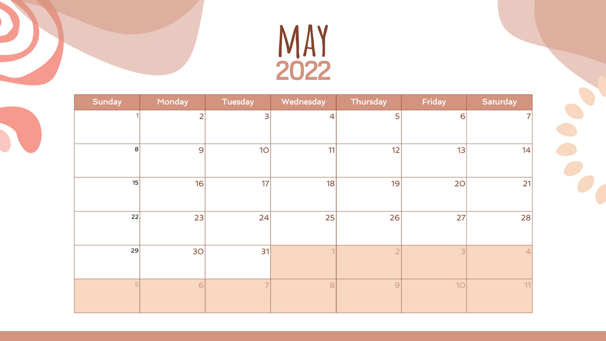 Calendar 模板。 Boho Stylish Calendar (由 Visual Paradigm Online 的Calendar軟件製作)