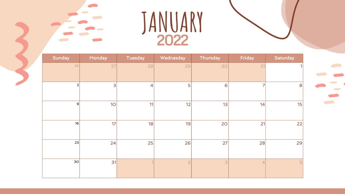 Calendar 模板。 Boho Stylish Calendar (由 Visual Paradigm Online 的Calendar軟件製作)