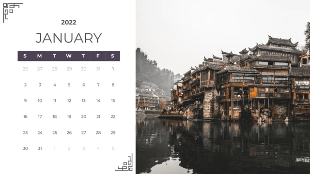 Calendar template: Chinese Cultural Calendar 2022 (Created by Visual Paradigm Online's Calendar maker)