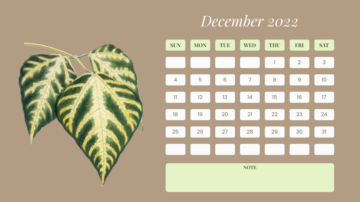 Calendar 模板。Hand-drawn Flowers Calender (由 Visual Paradigm Online 的Calendar软件制作)