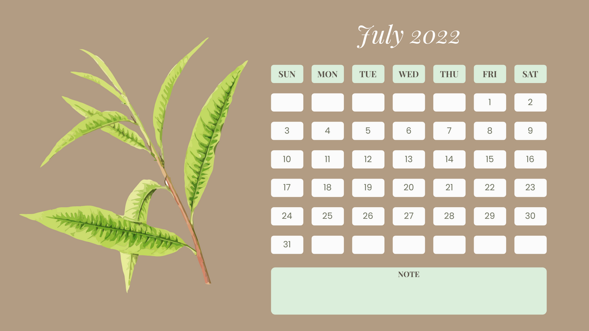 Calendar template: Hand-drawn Flowers Calender (Created by Visual Paradigm Online's Calendar maker)